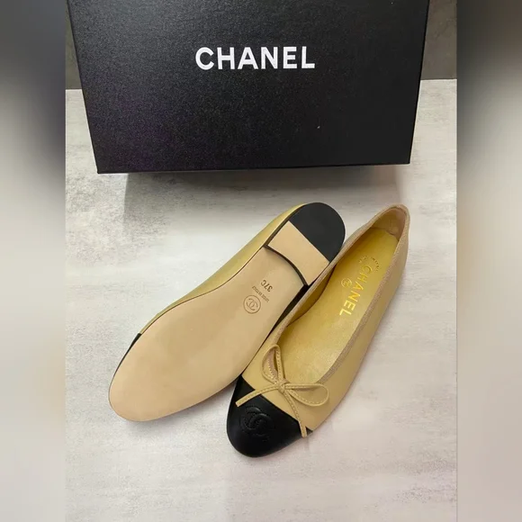 Chanel Beige and Black Women's Ballet Flats - Picture 5 of 9